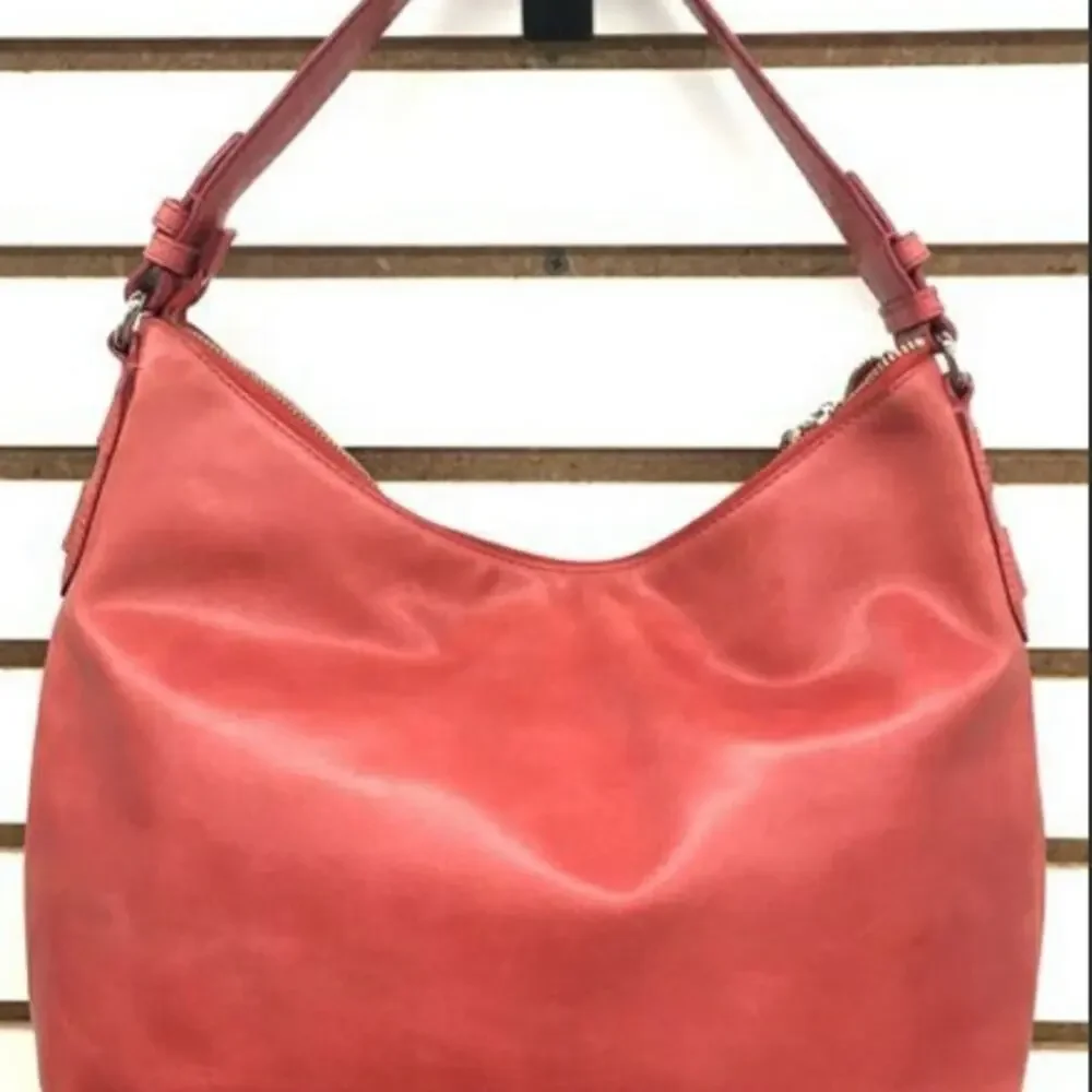 COLE HAAN LRG RED STRAP LEATHER HOBO BAG *